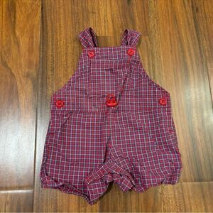 Miniwear vintage red/blue plaid overall shorts